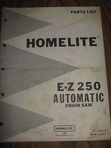 Homelite E Z 250 EZ 250 Auto Chainsaw Parts List Manual  