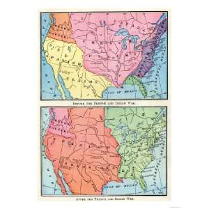 Maps of North American Colonies Before and after the French and Indian 