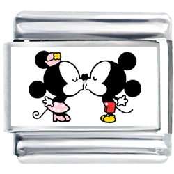    Minnie Mouse Kissing With Mickey Mouse Photo Italian Charm Jewelry