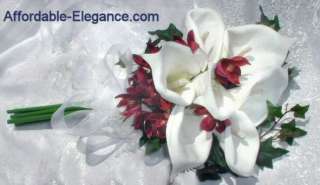   Bridal Handtied BOUQUET Calla Lily ORCHIDS Silk Wedding Flowers  