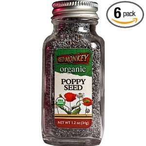 Red Monkey Organic Poppy Seed, 3.6 Ounce Bottles (Pack of 6)  