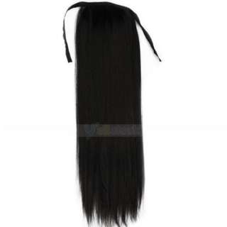  inch Black Straight Ponytail Clip on Hair Accessories Tail Extensions