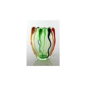  Murano Melting Colors Hand Blown Glass Art Vase X1088 