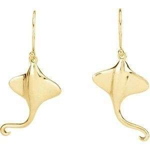  14K Gold Stingray Earrings Yellow gold Jewelry