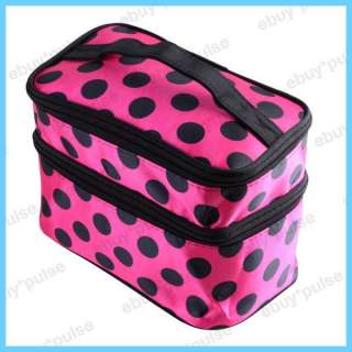 NEW Pro Pink Black Dot Pattern Portable Mirror Cosmetic MAKEUP Hand 