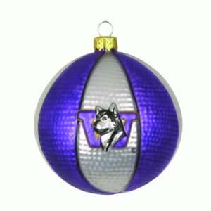 Pack of 2 NCAA Washington Huskies Glass Basketball Christmas Ornaments 