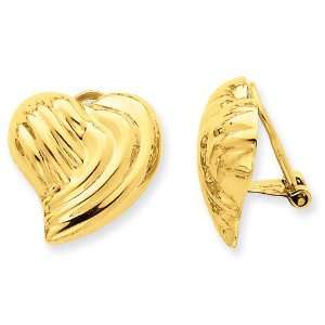  14k Gold Non pierced Heart Earrings Jewelry