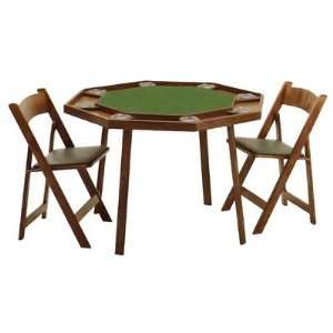   9W   X 46 Oak Compact Folding Poker Table Set
