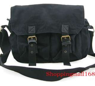 New Black Canvas Messenger Shoulder Bag Briefcase B015  