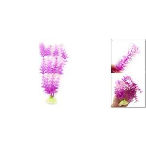   Long Purple White Plastic Grass Ornament for Fish Tank