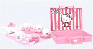Hello Kitty Tea Set in Picnic Carry Case Basket New  