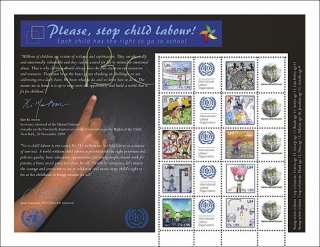 2010~UNITED NATIONS PERSONALIZED SHEET~STOP CHILD LABOR  