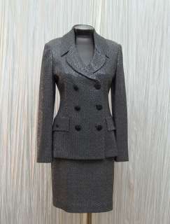   KNITS COUTURE BLACK AND WHITE TWEED EVENING SKIRT SUIT SIZE 4/6  
