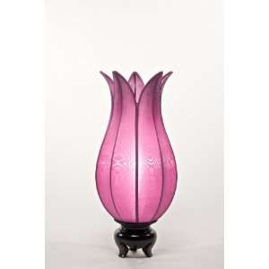  Flowering Lotus Silk Table Lamp   Purple