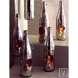   Antiqued Mercury Glass Recycled Bottle Tealight Holder: Home & Kitchen