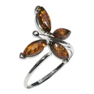   Amber and Sterling Silver Butterfly Ring Ian & Valeri Co. Jewelry
