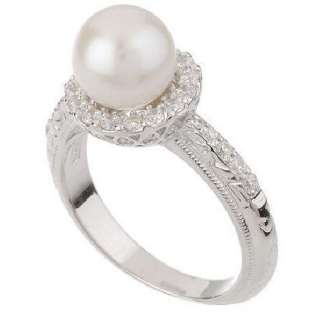 Tacori Epiphany Diamonique Sterling Silver Cultured Pearl Engraved 