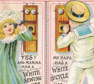Victorian Lady White Bike Sewing Telephone Bicycle CARD  