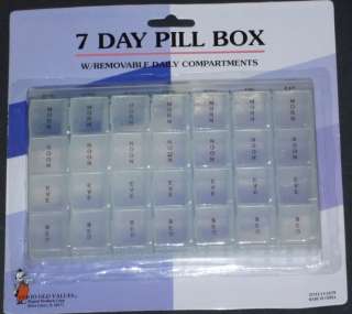 Day Pill Box Pill Case Removable Daily Compartments  