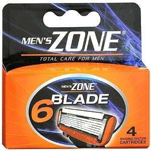  Mens Zone 6 Blade Shaving System Cartridges, 4 ea Health 
