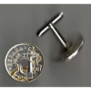   Gold on Silver Spanish Anchor & Ships wheel , Coin Cufflinks Beauty