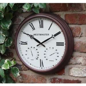 LUSTER LEAF STRATFORD CLOCK WEATHERPROOF CLOCK WITH THERMOMETER 