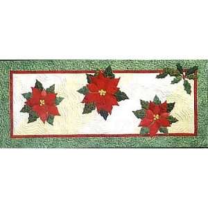  PT1476 Poinsettia and Holly Table Runner Pattern by Garden 
