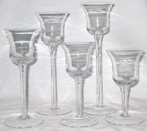 Various Height Wine Glass Candle Holders   Lot of 5  