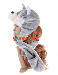 Grey Wolf Fancy Dress Costume Hat Cap Gloves NEW gift  