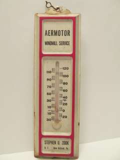 VINTAGE METAL ADVERTISING THERMOMETER AERMOTOR WINDMILL SERVICE NEW 