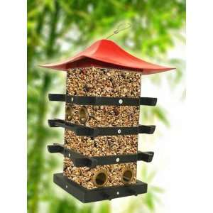 Perky Pet WB Pagoda Bird Feeder, Black Wooden Supports with a Stylish 